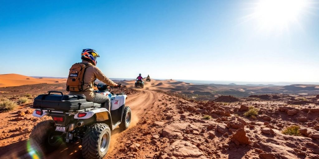 Agafay quad bike tour - Rider on a quad bike in the Agafay desert.