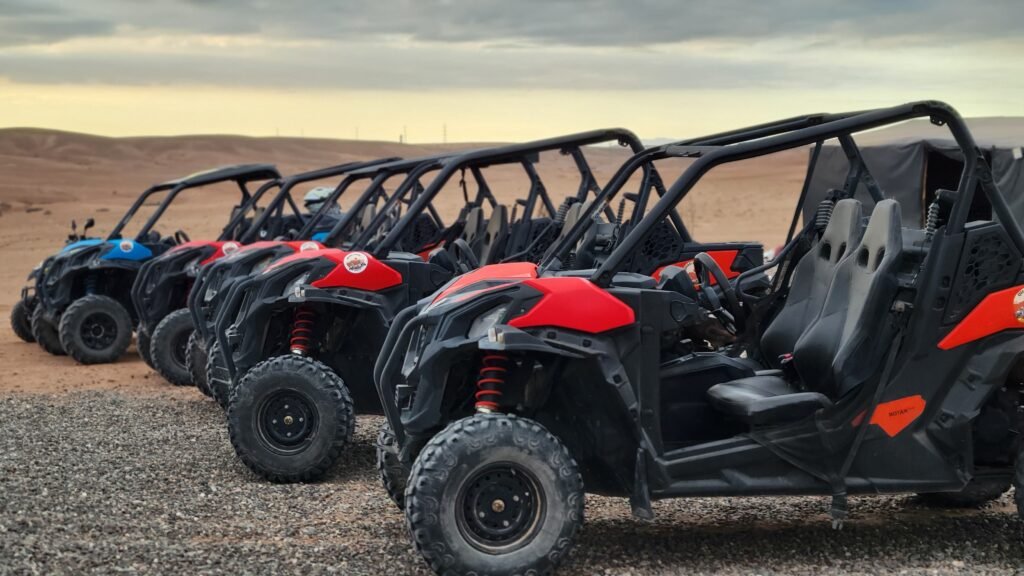 Desert buggy ride over Agafay rocky terrain near Oasis Sky Marrakech