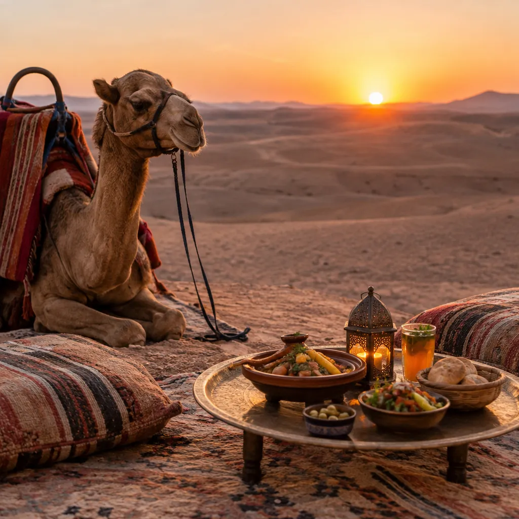 Sunset camel ride with dinner and desert views
