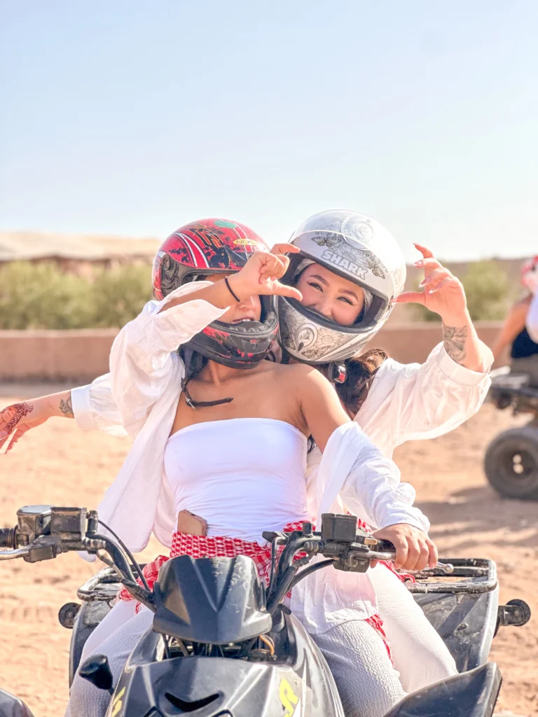 Guests enjoying a quad bike experience in the Agafay Desert near Marrakech